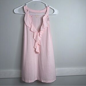 Lilly Pulitzer Pale Pink Ruffle V-Neck Tank Pima Cotton